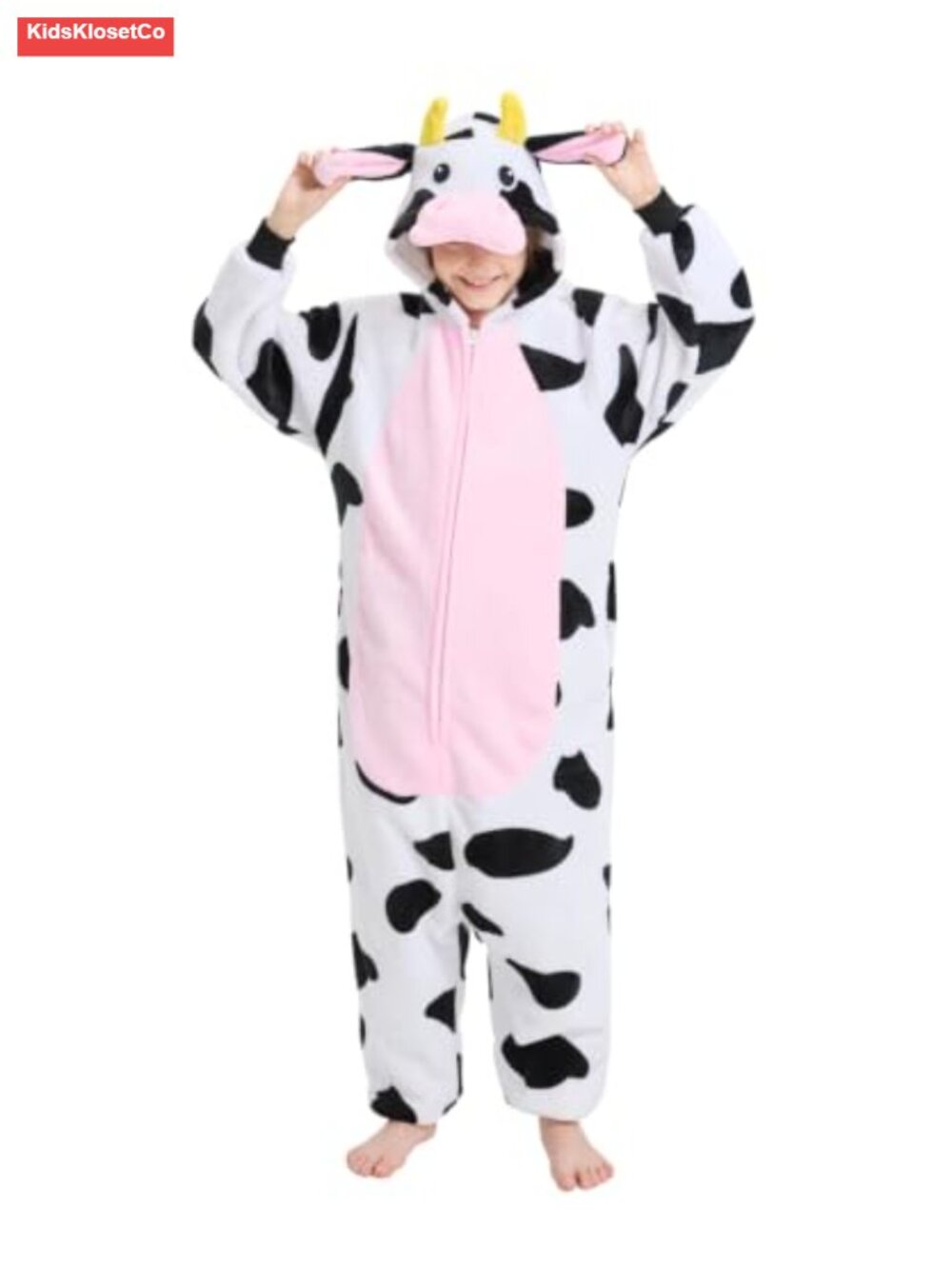 Kids Plush One-Piece Pajamas Halloween Costume Zip Up Fleece Pjs